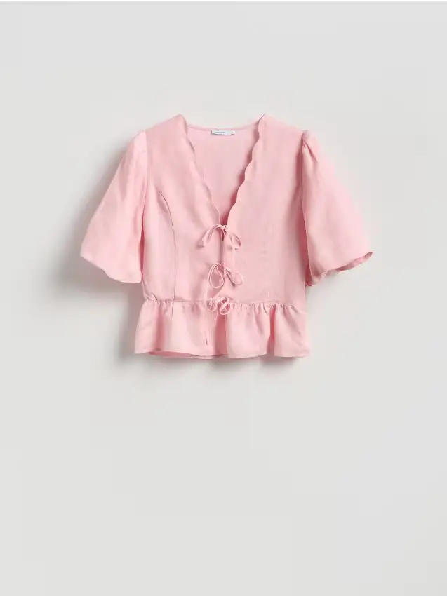 Blusa in misto lino - rosa pastello