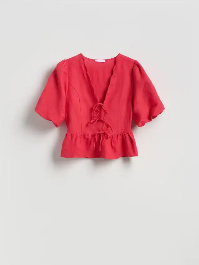 Blusa in misto lino - rosso