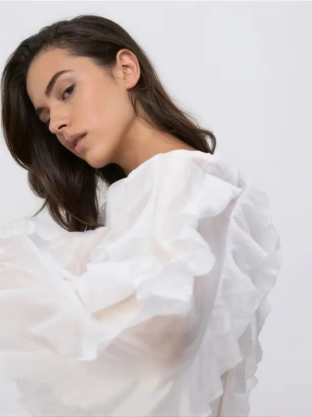 Blusa in misto lyocell - bianco