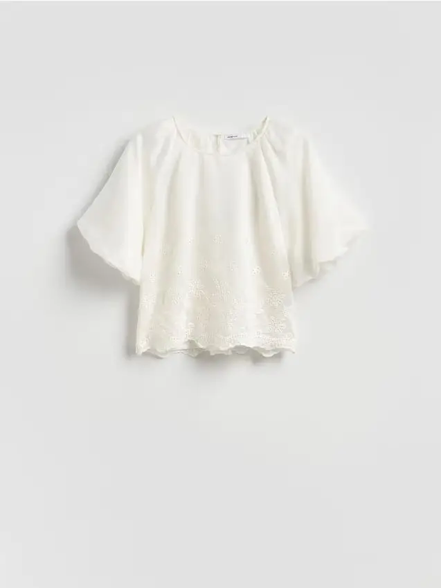 Blusa in misto lyocell - bianco