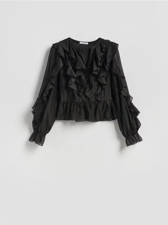 Blusa in misto lyocell - nero