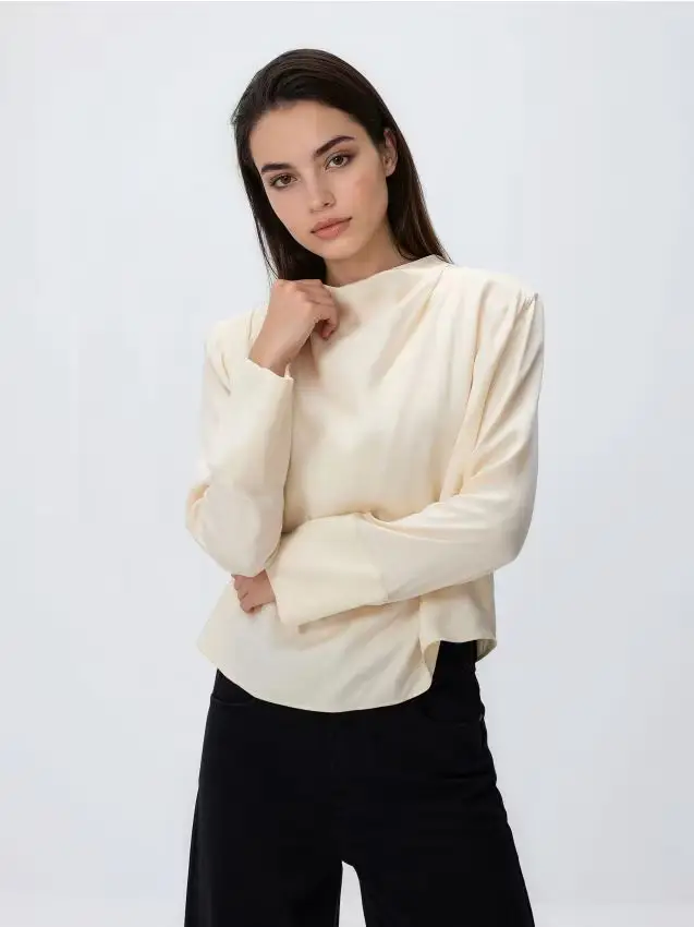 Blusa in misto lyocell - nude