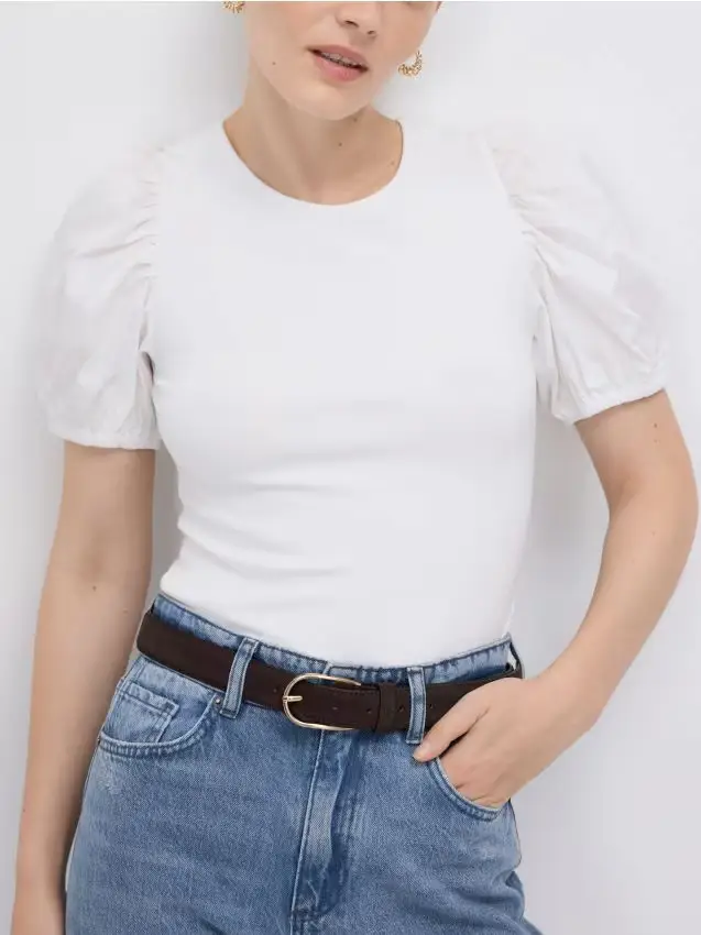 Blusa in misto modal - bianco