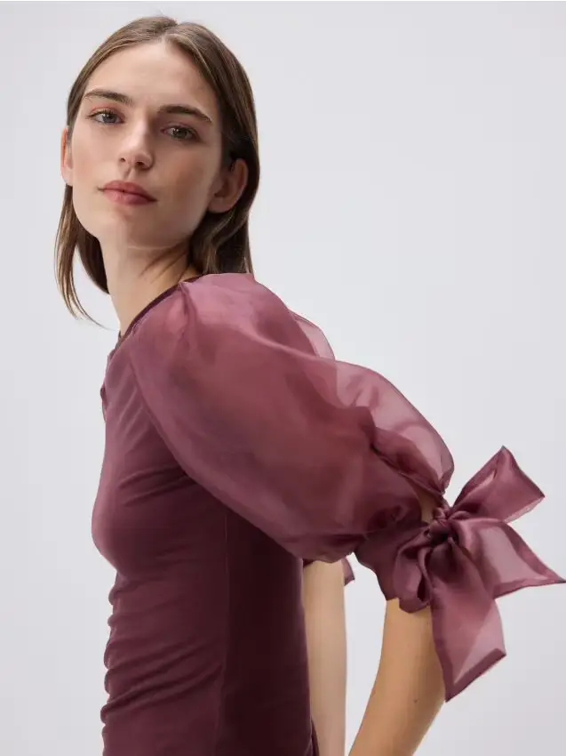 Blusa in misto modal - maroon