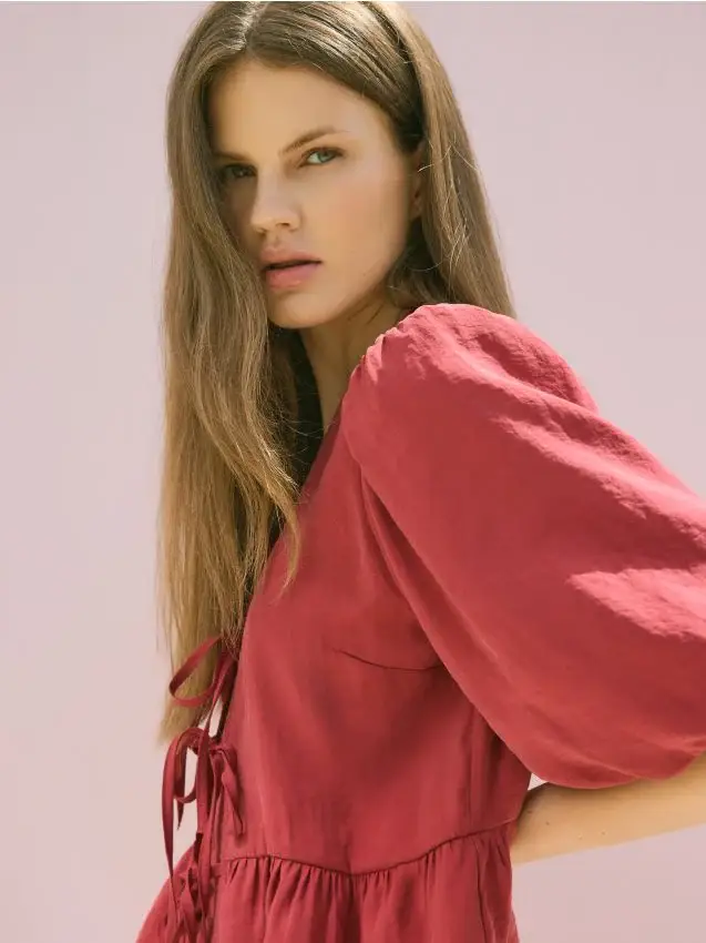 Blusa in misto modal - maroon