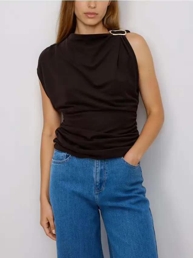 Blusa in misto modal - marrone scuro