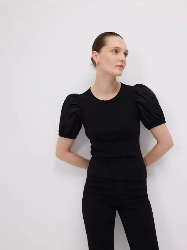 Blusa in misto modal - nero