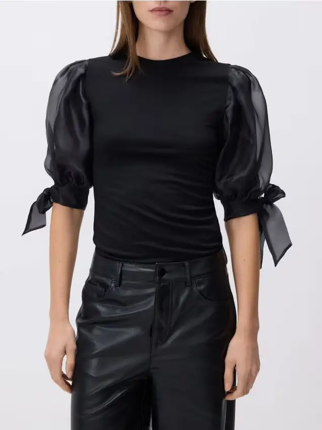Blusa in misto modal - nero