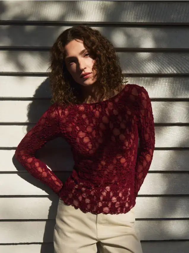 Blusa in pizzo - bordeaux