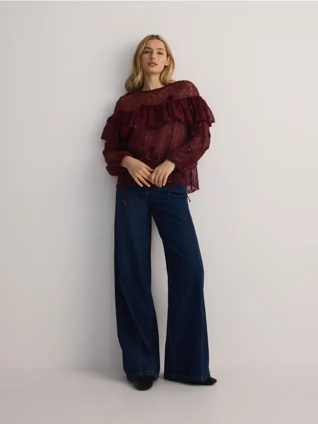 Blusa in pizzo - maroon