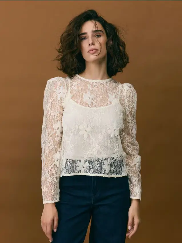 Blusa in pizzo - panna