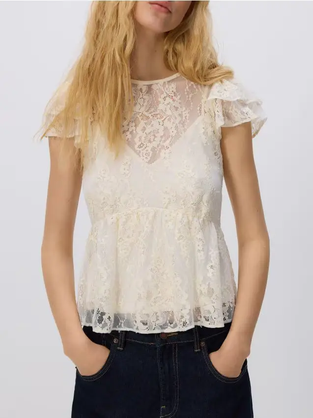 Blusa in pizzo - panna