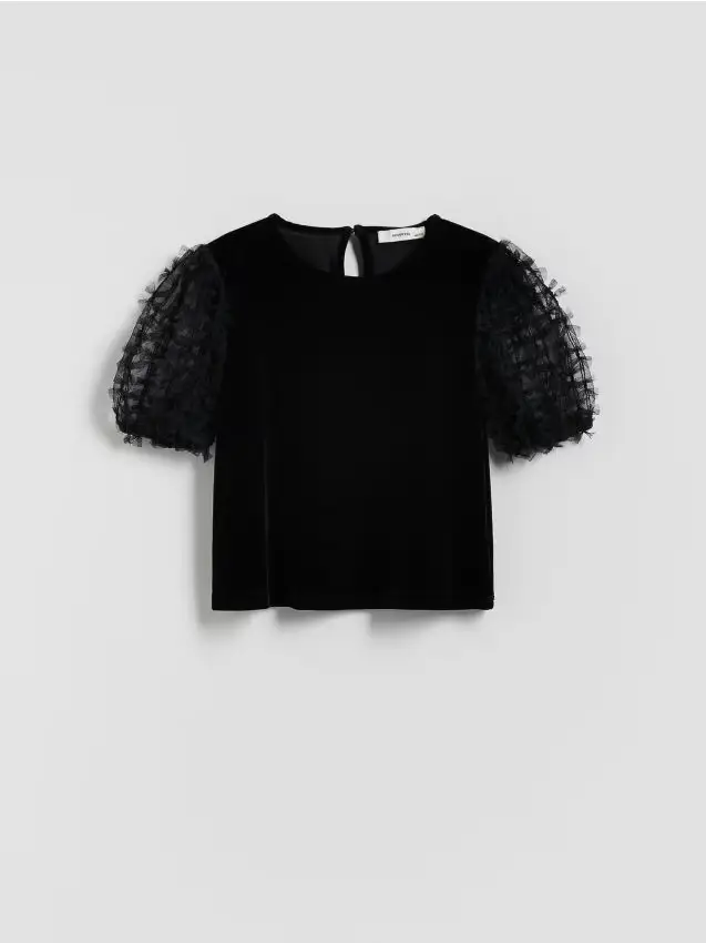 Blusa in velluto - nero