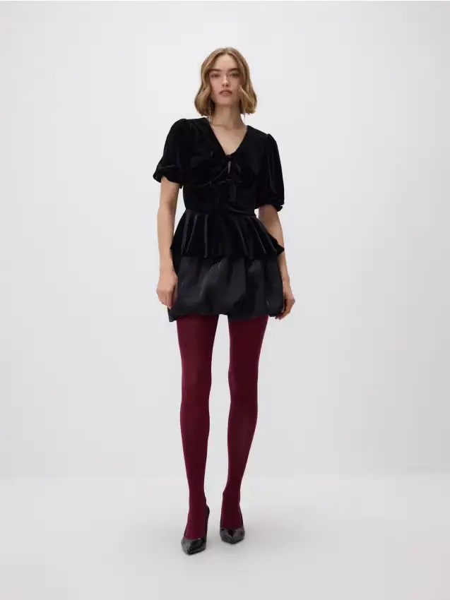 Blusa in velour - nero