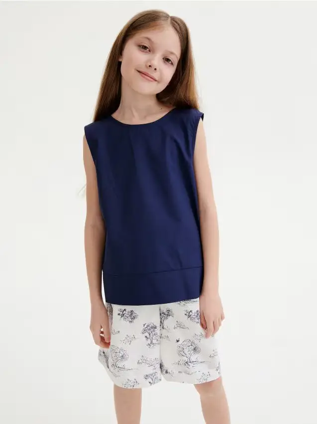 Blusa in viscosa - blu scuro