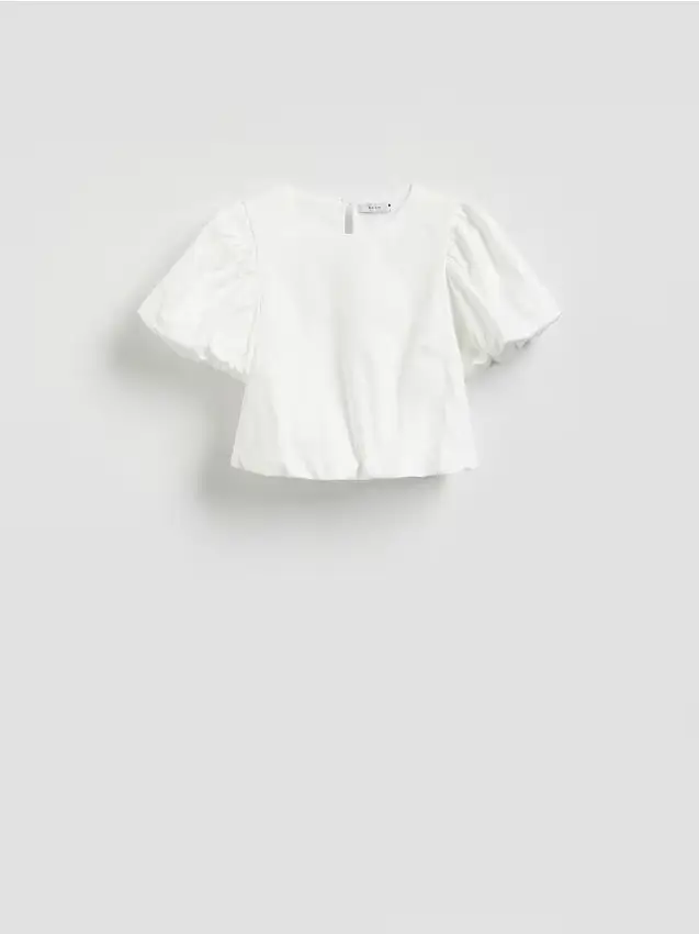 Blusa maniche a palloncino - bianco