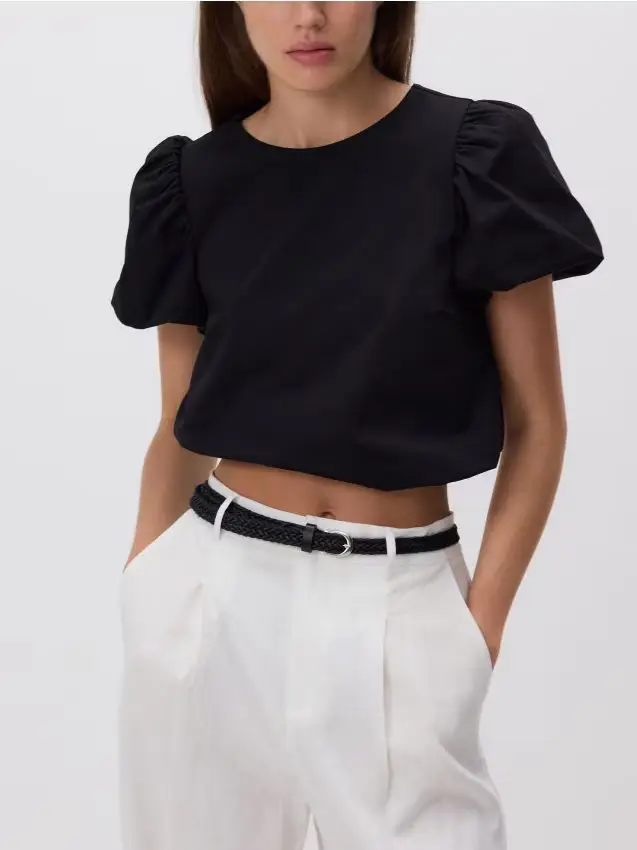 Blusa maniche a palloncino - nero