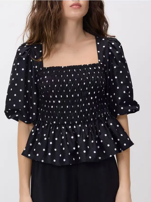 Blusa maniche a palloncino - nero