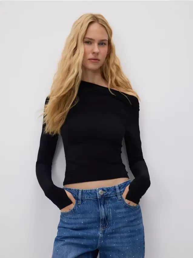 Blusa monospalla - nero