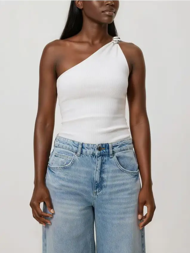 Blusa monospalla - panna