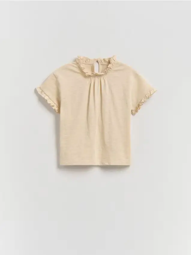 Blusa semplice con collo rigido - beige