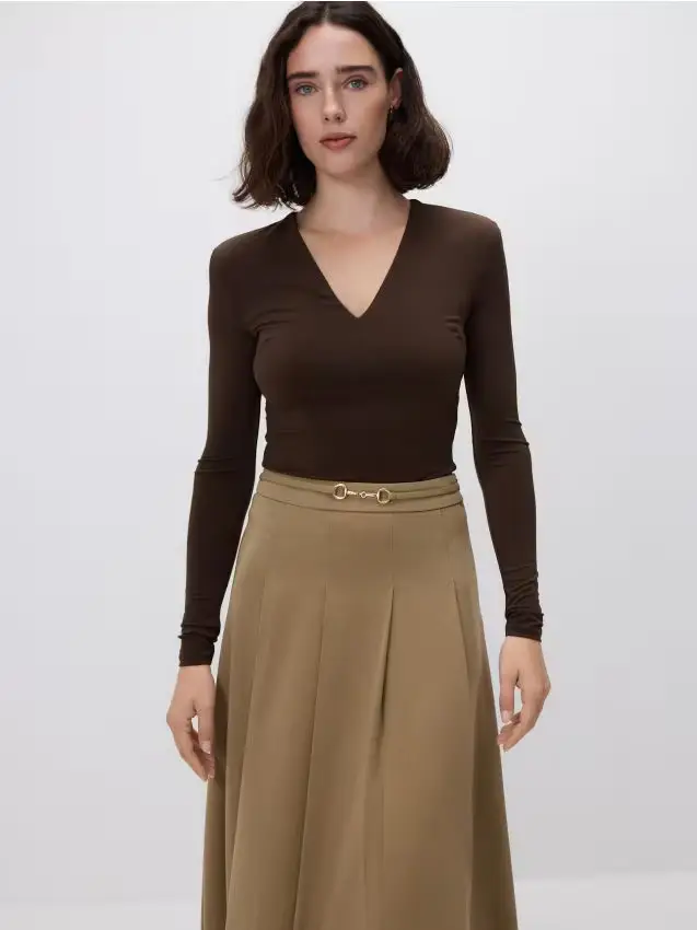 Body a maniche lunghe - marrone scuro