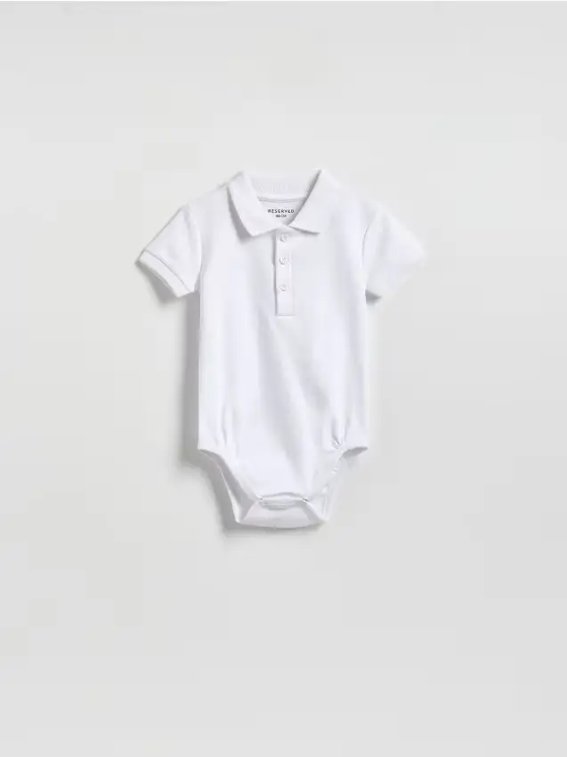 Body a polo in cotone - bianco