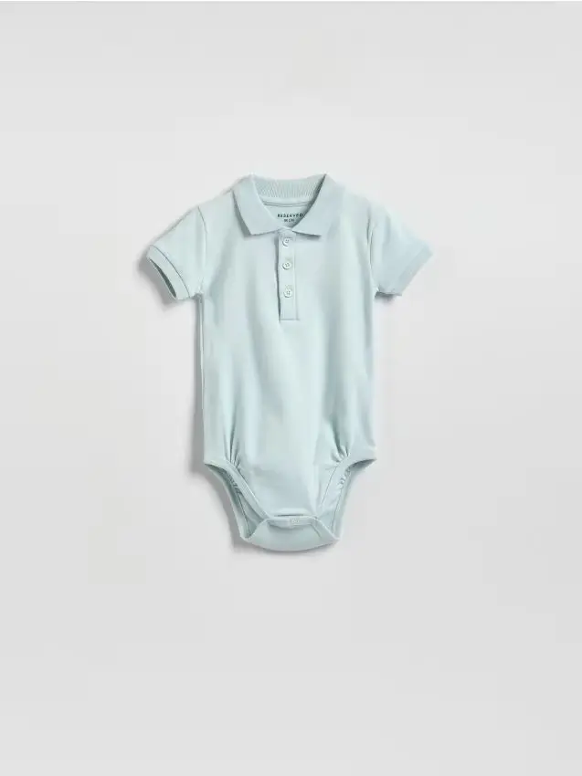 Body a polo in cotone - blu pallido