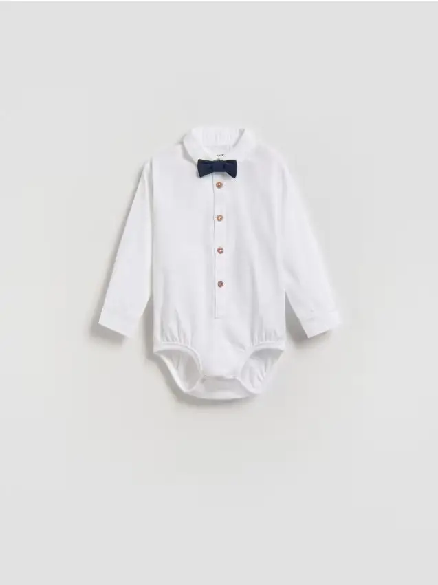 Body elegante con papillon - bianco