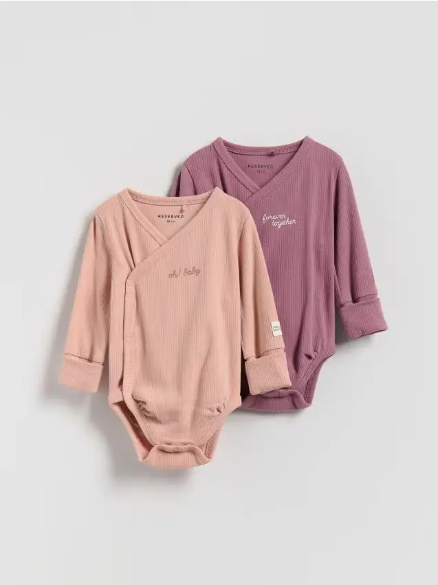 Body in cotone con ricamo - rosa cipria