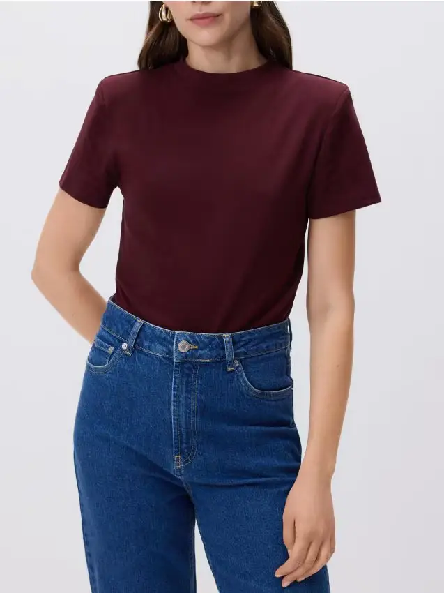 Body in misto cotone - bordeaux