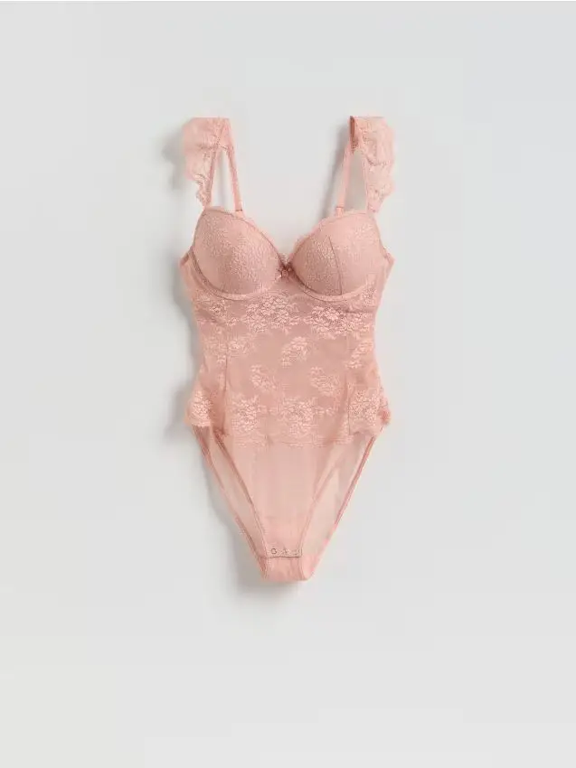 Body in pizzo - rosa cipria