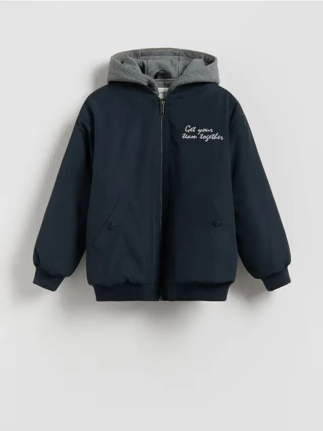 Bomber con cappuccio - blu scuro