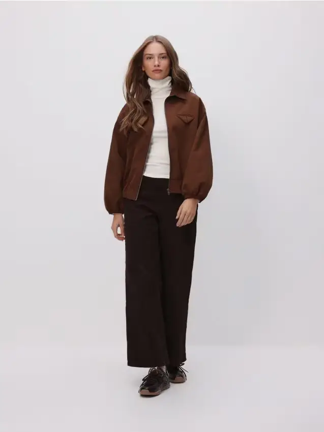 Bomber con colletto - marrone