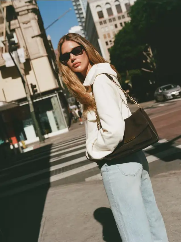 Borsa a spalla in pelle scamosciata - marrone scuro