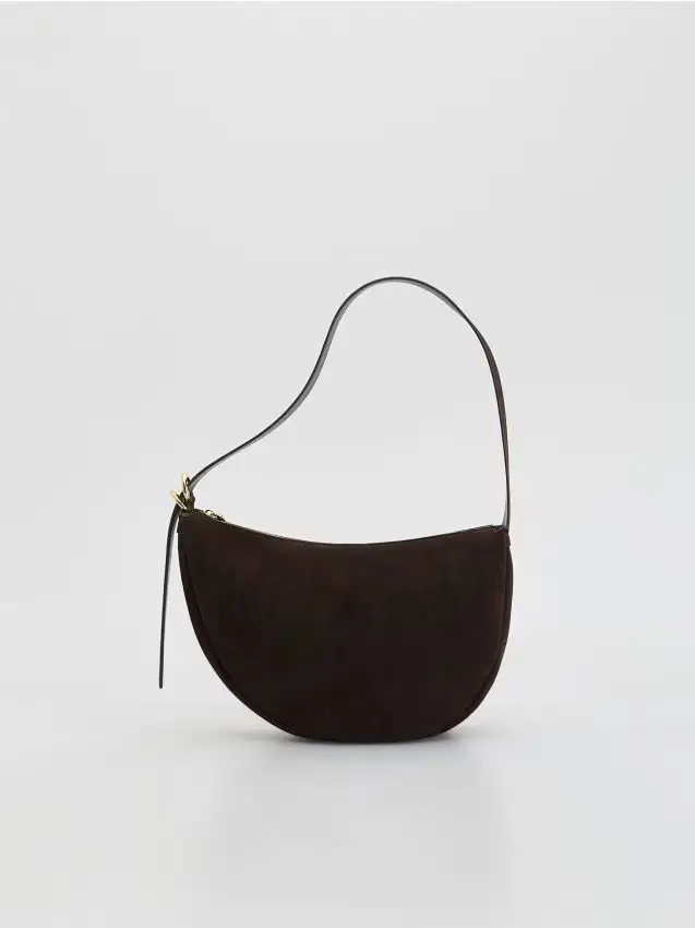 Borsa a tracolla in finta pelle scamosciata - marrone scuro