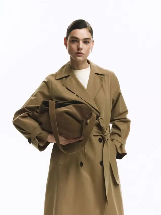 Borsa hobo in pelle scamosciata - beige