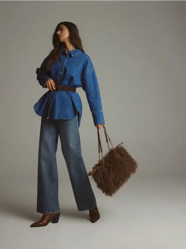 Borsa in pelliccia sintetica - marrone polveroso