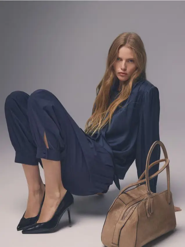 Borsa in tessuto scamosciato - beige