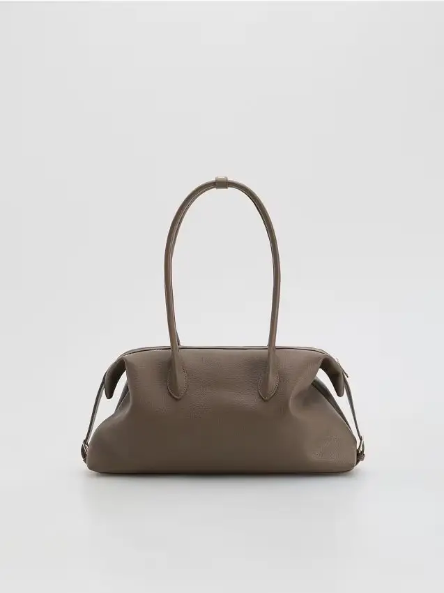 Borsa shopper con cinturini - marrone polveroso