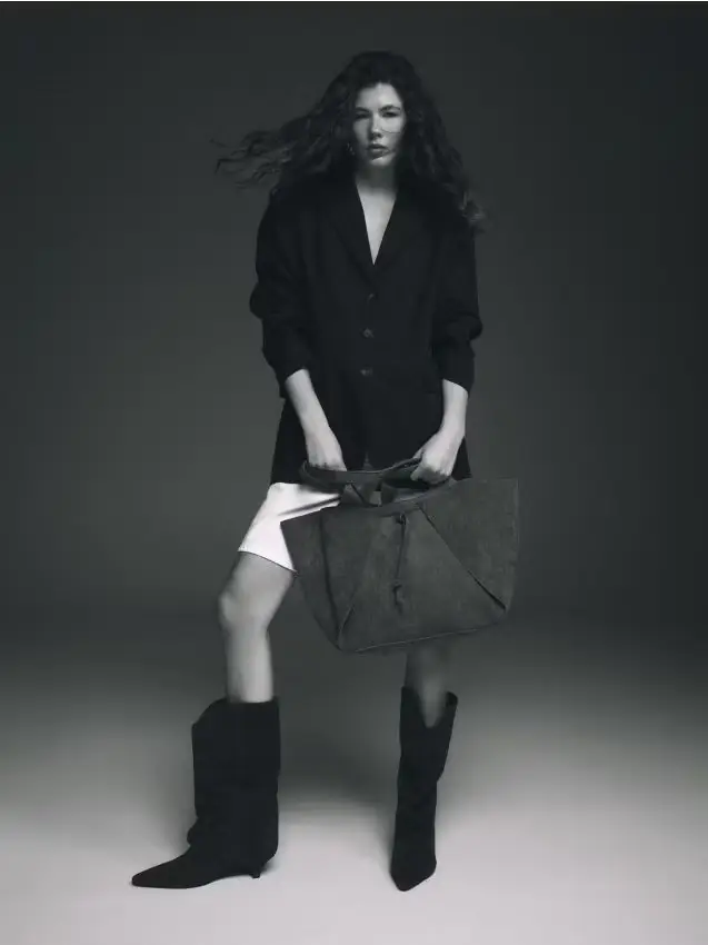 Borsa shopper in finta pelle scamosciata - beige