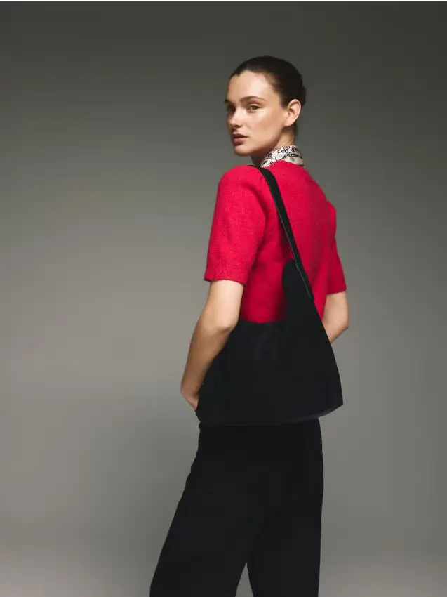 Borsa shopper in pelle - nero