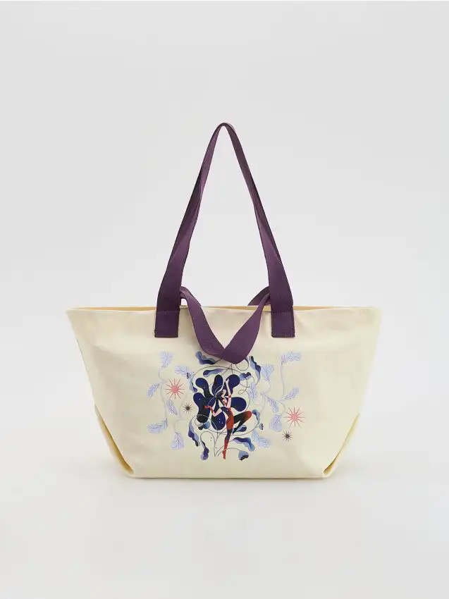 Borsa shopper in tela - panna