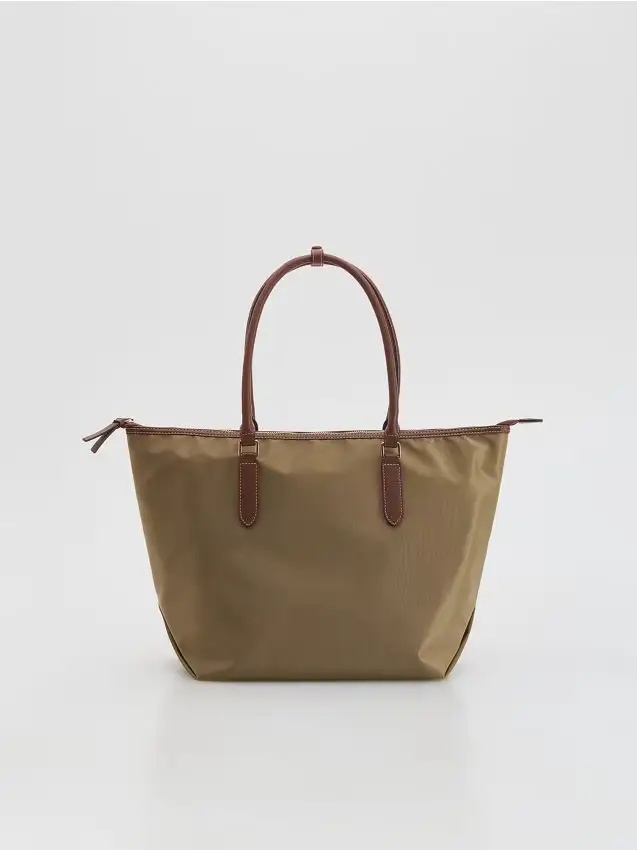 Borsa shopper in tessuto - beige