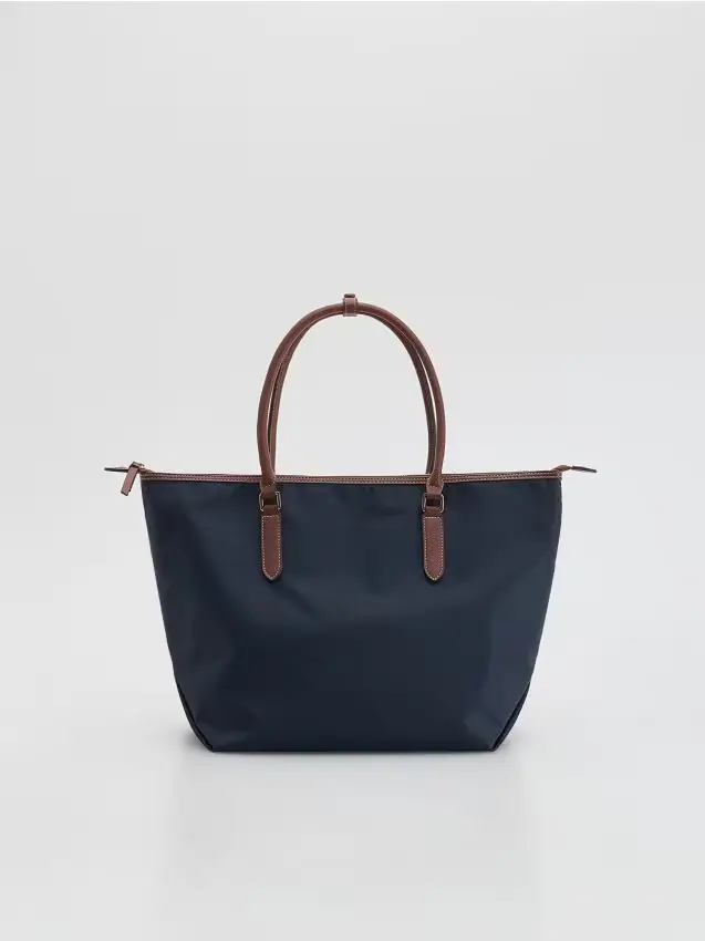 Borsa shopper in tessuto - blu scuro