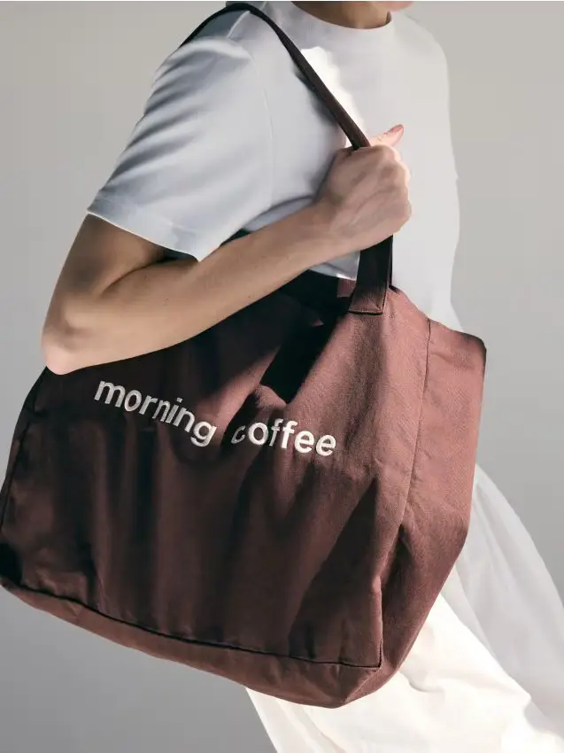 Borsa shopper in tessuto - marrone scuro