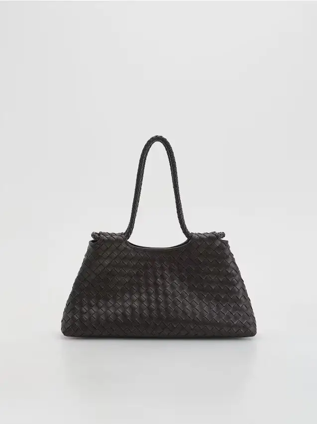 Borsa shopper intrecciata - marrone scuro