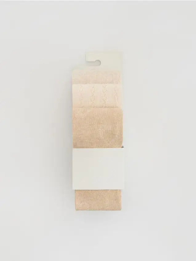 Calze in cotone 3 pezzi - nude