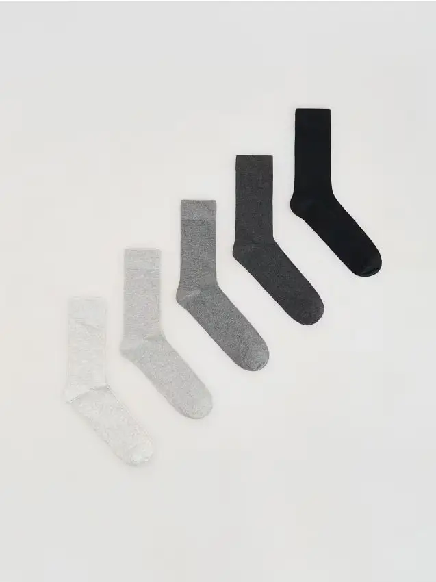 Reserved Calzini a coste confezione da 5 - grigio scuro