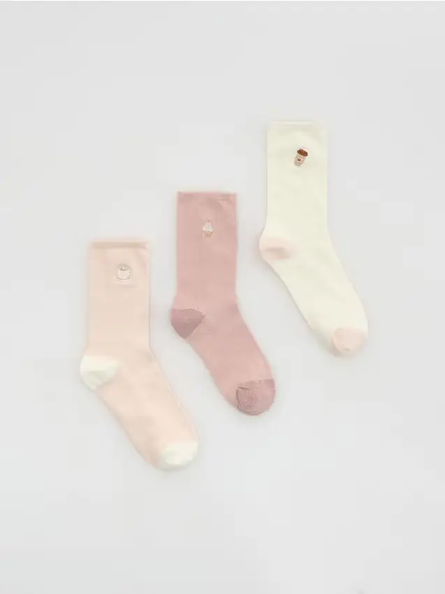 Calzini con stampa 3 pack - rosa pastello